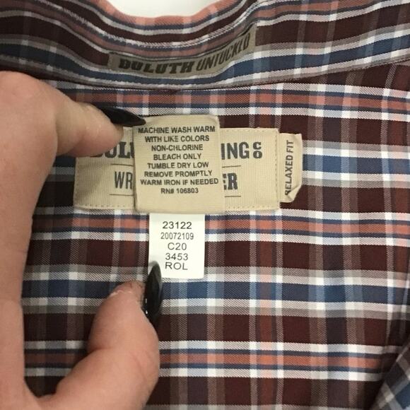 Duluth Trading Co. Red Plaid Long-sleeve Button Down Men's 2XL - Picture 6 of 6